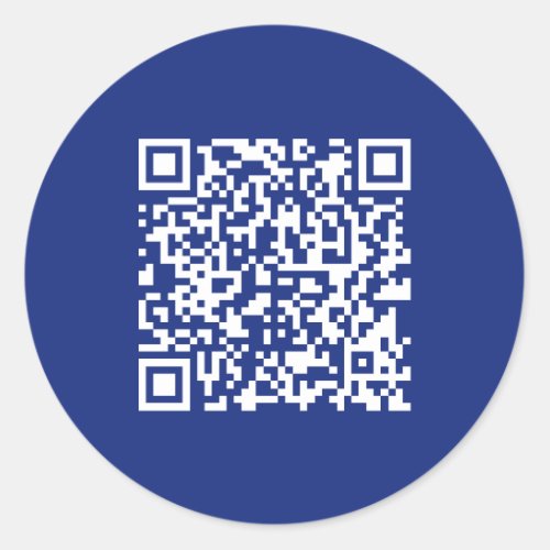 Enter URL Instantly Generated QR Code  Navy Blue Classic Round Sticker