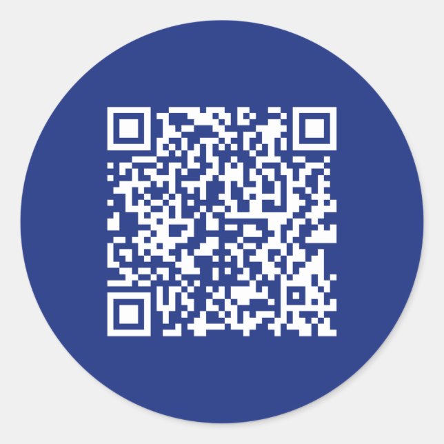 Enter URL Instantly Generated QR Code | Navy Blue Classic Round Sticker (Front)