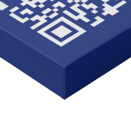 Enter URL Instantly Generated QR Code  Navy Blue Faux Canvas Print