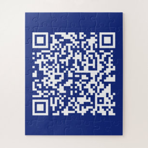 Enter URL Instantly Generated QR Code Navy Blue Jigsaw Puzzle