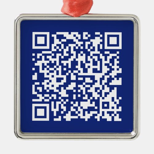 Enter URL Instantly Generated QR Code  Navy Blue Metal Ornament