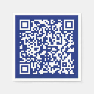Enter URL Instantly Generated QR Code Navy Blue Napkins