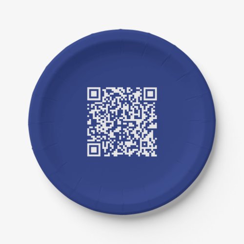 Enter URL Instantly Generated QR Code  Navy Blue Paper Plates