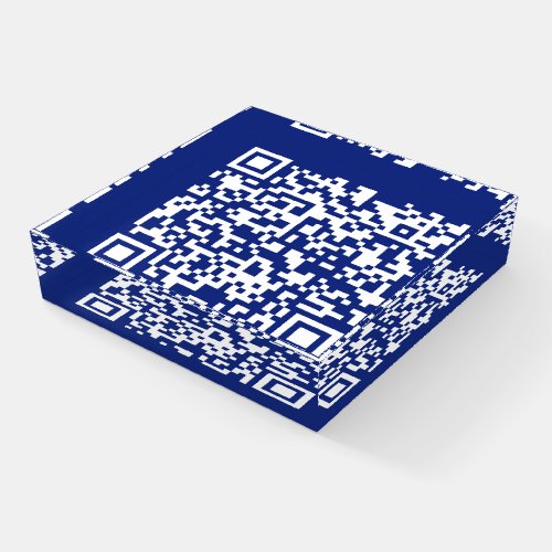 Enter URL Instantly Generated QR Code  Navy Blue Paperweight