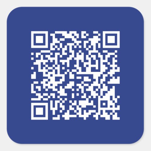 Enter URL Instantly Generated QR Code  Navy Blue Square Sticker