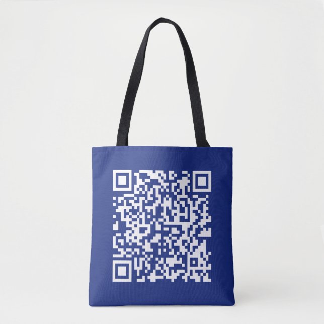 Enter URL Instantly Generated QR Code | Navy Blue Tote Bag (Front)