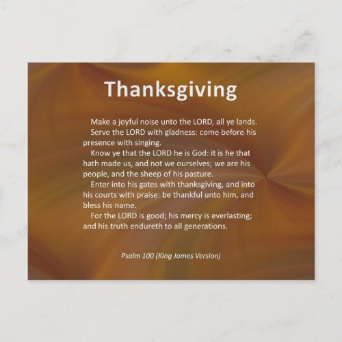 Enter With Thanksgiving  Blessing Psalm 100 Holiday Postcard