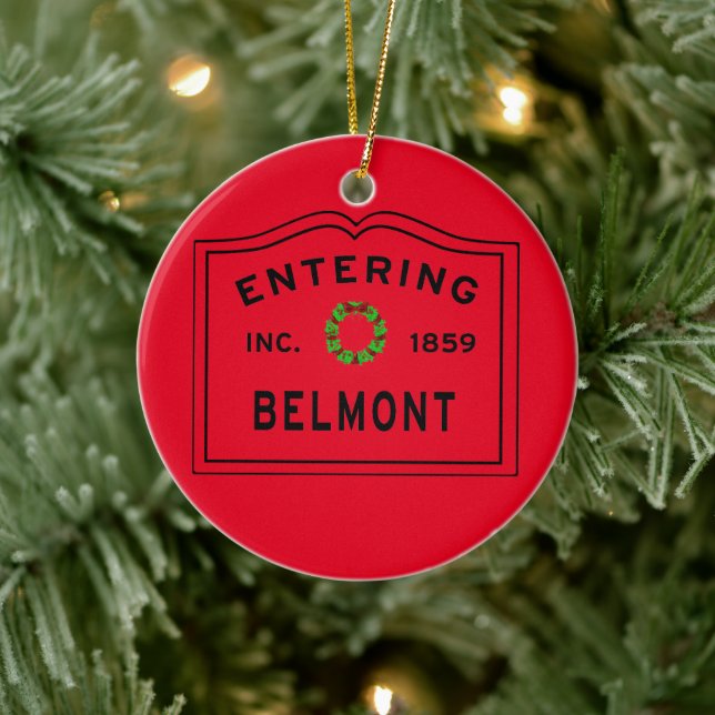 Entering Belmont Ma Christmas Ceramic Ornament (Tree)