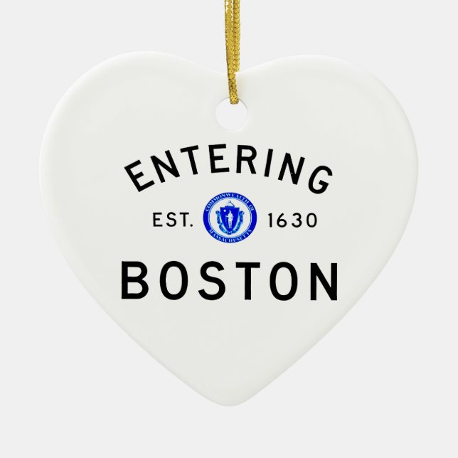 Entering Boston Ceramic Ornament (Front)