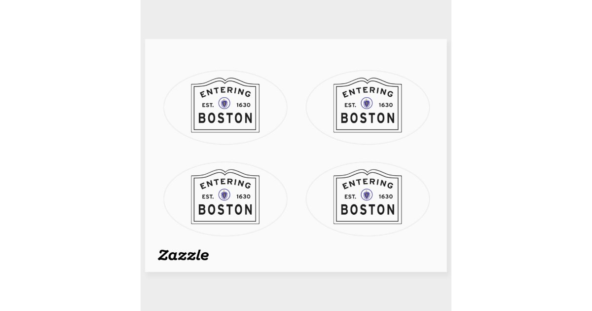 Entering Boston MA Oval Sticker | Zazzle