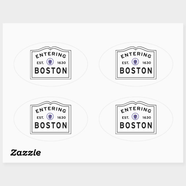 Entering Boston MA Oval Sticker (Sheet)