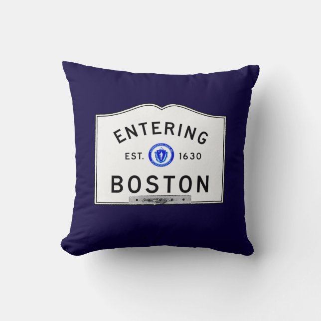 Entering Boston Throw Pillow (Front)