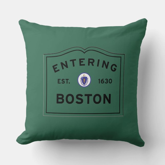 Entering Boston Throw Pillow (Front)