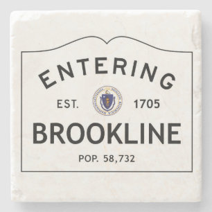 Entering Brookline Massachusetts Marble Coaster