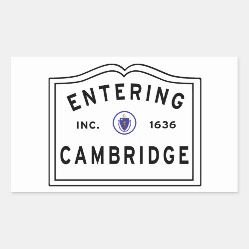 Entering Cambridge Massachusetts Rectangular Sticker