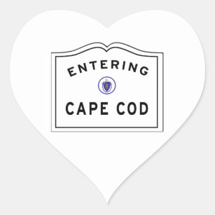 Entering Cape Cod MA Sign Heart Sticker