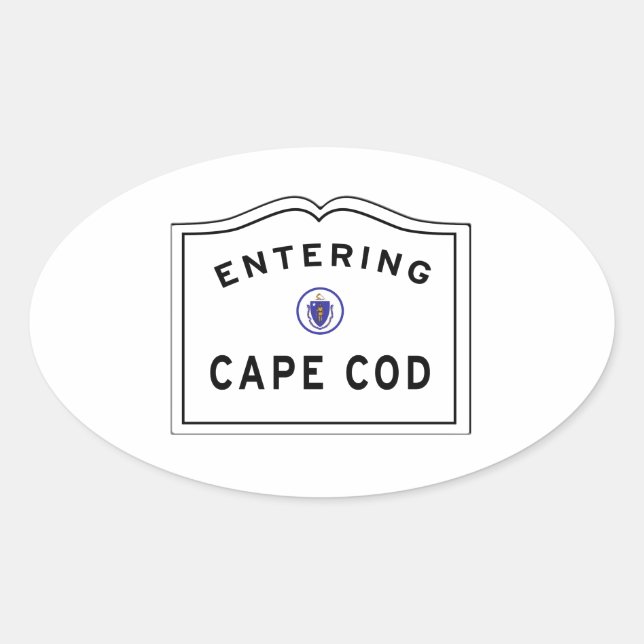 Entering Cape Cod MA Sign Oval Sticker (Front)