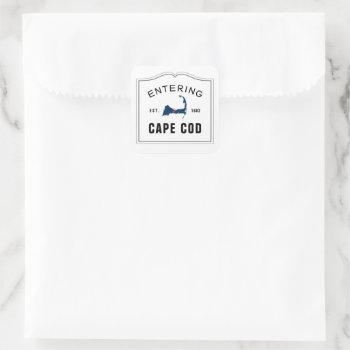 Entering Cape Cod With Red Heart Wedding Favor Square Sticker by labellarue at Zazzle