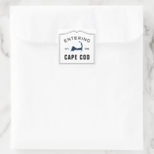 Entering Cape Cod with Red Heart Wedding Favor Square Sticker