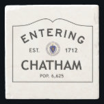 Entering Chatham Marble Coaster Stone Coaster<br><div class="desc">This is a picture of a population sign entering Chatham,  Massachusetts. It shows the year that it was established as well as the population.</div>