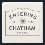 Entering Chatham Marble Coaster Stone Coaster<br><div class="desc">This is a picture of a population sign entering Chatham,  Massachusetts. It shows the year that it was established as well as the population.</div>