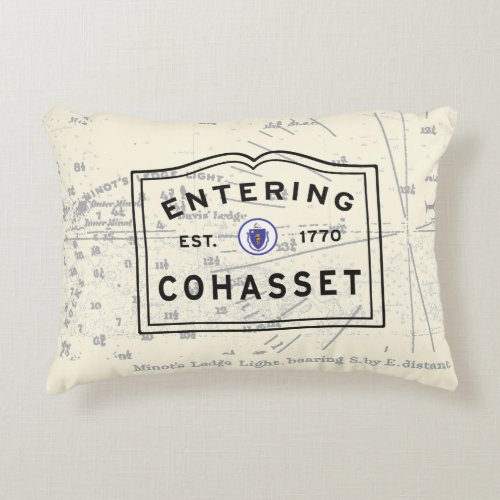 Entering COHASSET MASSACHUSETTS Street Sign Decora Accent Pillow
