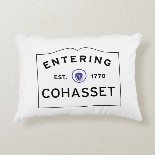 Entering COHASSET MASSACHUSETTS Street Sign Decorative Pillow