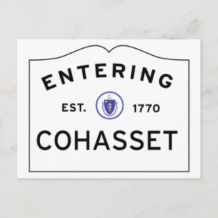 Entering COHASSET MASSACHUSETTS Street Sign Postcard