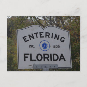 Entering Florida Sign Postcard