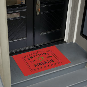Entering Hingham Massachusetts Christmas Doormat