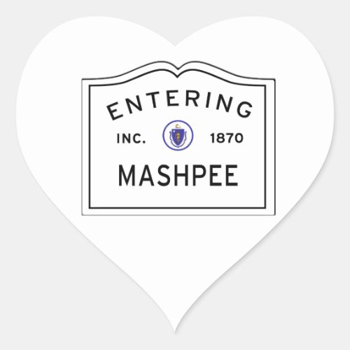 Entering Mashpee MA Cape Cod Town Sign Heart Sticker