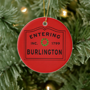 Entering Massachusetts Town Burlington Ceramic Orn Ceramic Ornament