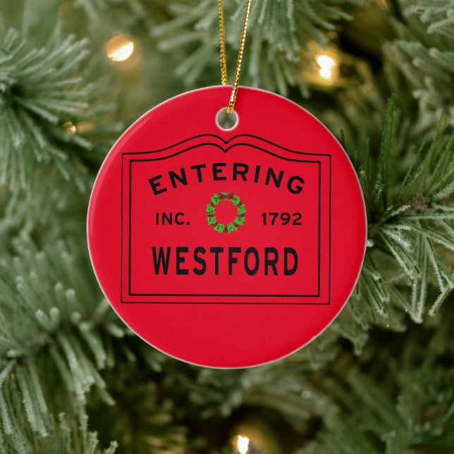 Entering Massachusetts Town Westford Ceramic Ornam Ceramic Ornament (Tree)