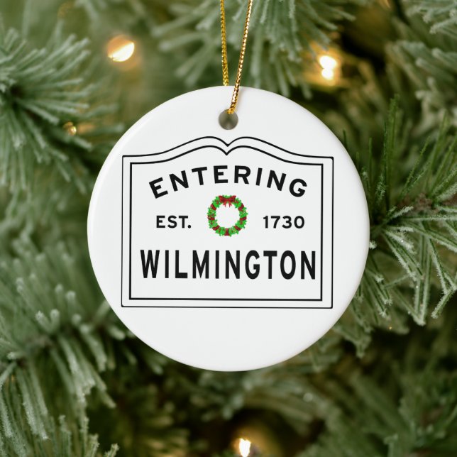 Entering Massachusetts Town Wilmington Ceramic Ornament (Tree)