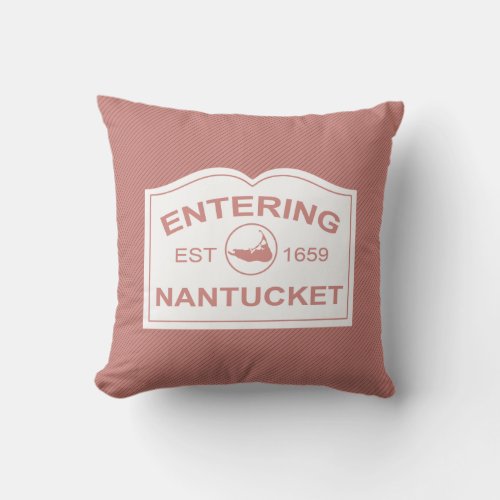 Entering Nantucket Island Est 1659 with Map Throw Pillow