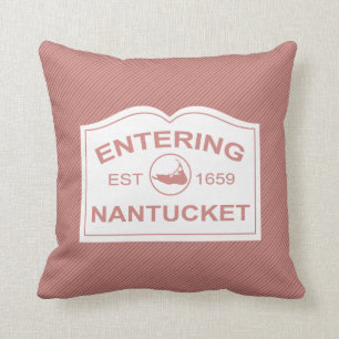 Entering Nantucket Island, Est 1659 with Map Throw Pillow