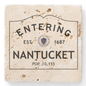 Entering Nantucket Travertine Coaster