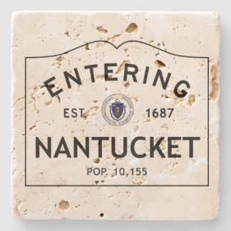 Entering Nantucket Travertine Coaster