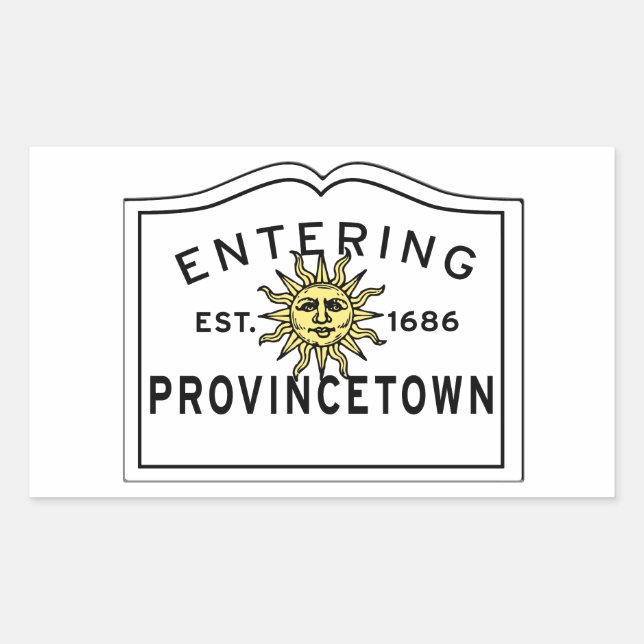 Entering Provincetown Massachusetts Town Sign Rectangular Sticker (Front)