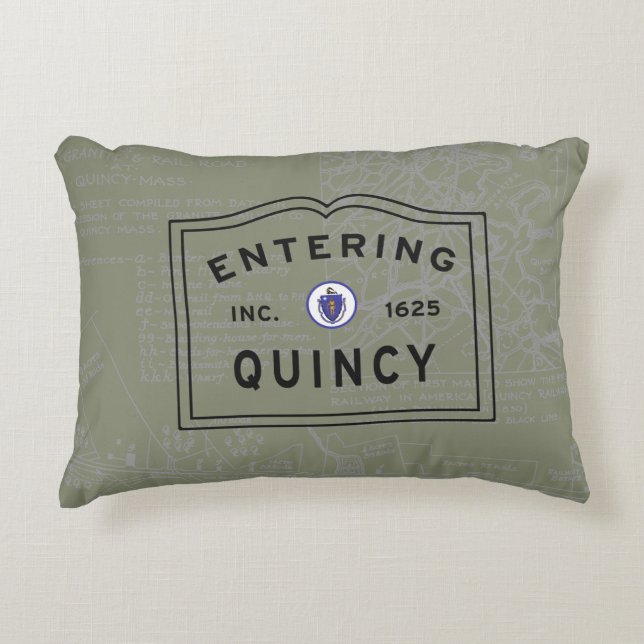 Entering Quincy MA Accent Pillow (Front)