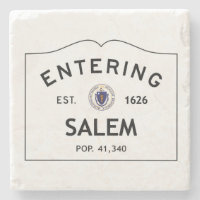 Entering Salem Botticino Marble Coaster