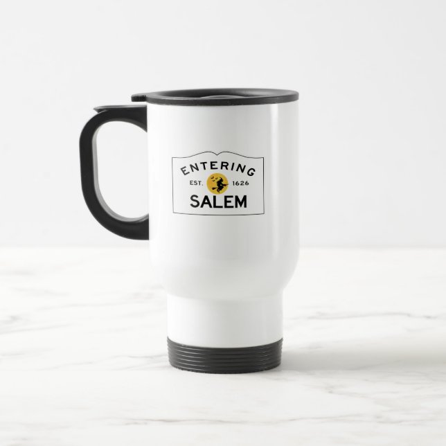 Entering Salem Road Sign - Salem, Massachusetts Travel Mug (Left)
