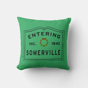 Entering Somerville, MA Holiday Throw Pillow