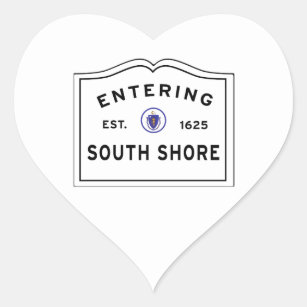 Entering South Shore Boston Massachusetts Sign Heart Sticker