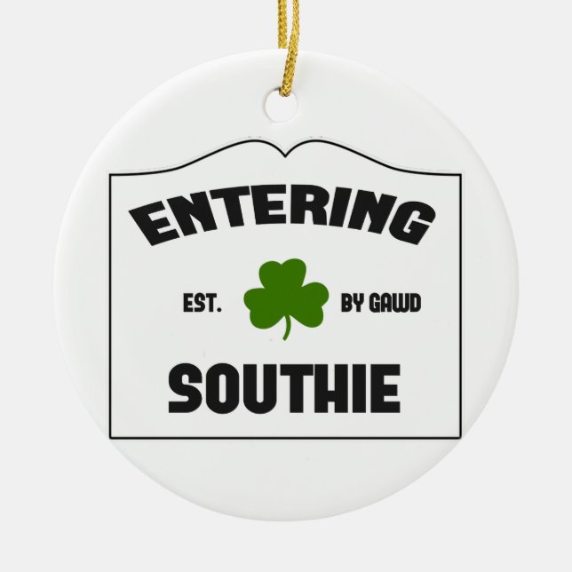 Entering Southie Ceramic Ornament (Front)
