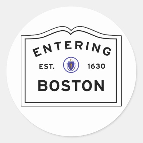 Entering the City of Boston MA Classic Round Sticker