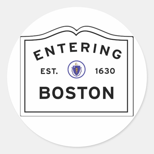 Entering the City of Boston MA Classic Round Sticker (Front)