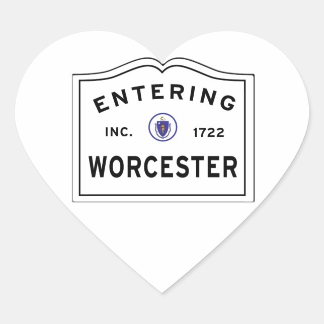 Entering the City of Worcester MA Heart Sticker (Front)