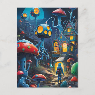 Entering the Mushroom Village Ken Gage Fantasy Postcard