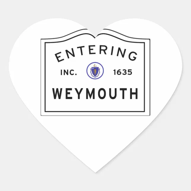 Entering the Town of Weymouth MA Heart Sticker Zazzle
